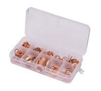Honiwu 200pcs Copper Washers, M5-M14 Washers, 9 Size Sump Plug Washer Metric Metal Washers Assortment Set Copper Gasket Hardware Accessories Solid Washer Kits Round Sealing Gasket with Storage Box