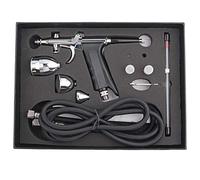 Honiwu Airbrush Kit, Multi-Purpose Model Airbrush Kit, Gravity Spray Airbrush Gun Set, with 0.3mm 0.5mm 0.8mm Nossles, 5.9ft Tube, for Color Models Leather Clothes Car Printing