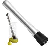 Honiwu Cocktail Muddler, 7.87inch Mojito Masher, Stainless Steel Drink Ice Crusher with Grooved Nylon Head Bar Stick Fruit Mixer Ideal Bartender Tool Barware