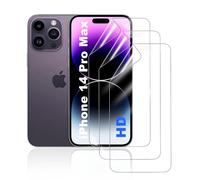 HonJenSeoa Pack of 3 Hydrogel Film Compatible with iPhone 14 Pro Max, Ultra HD Clear TPU Screen Protector, Full Cover Mobile Phone Protection, Supports Face ID & Touch Response, Case-Friendly