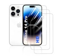 HonJenSeoa Pack of 3 Hydrogel Film Compatible with iPhone 14 Pro, Ultra HD Clear TPU Screen Protector, Full Cover Mobile Phone Protection, Supports Face ID & Touch Response, Case-Friendly