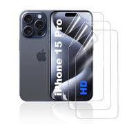 HonJenSeoa Pack of 3 Hydrogel Film Compatible with iPhone 15 Pro, Ultra HD Clear TPU Screen Protector, Full Cover Mobile Phone Protection, Supports Face ID & Touch Response, Case-Friendly