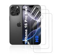 HonJenSeoa Pack of 3 Hydrogel Film Compatible with iPhone 16 Pro Max, Ultra HD Clear TPU Screen Protector, Full Cover Mobile Phone Protection, Supports Face ID & Touch Response, Case-Friendly