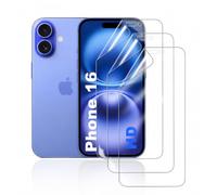 HonJenSeoa Pack of 3 Hydrogel Film Compatible with iPhone 16, Ultra HD Clear TPU Screen Protector, Full Cover Mobile Phone Protection, Supports Face ID & Touch Response, Case-Friendly