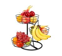 HonJiekomy Fruit and Vegetable Basket - 3-Tier Metal with Banana Hanger | Kitchen Tiered Fruit Basket for Countertop,for Home Apartment Party Food Vegetable Onion Bread Snack Produce