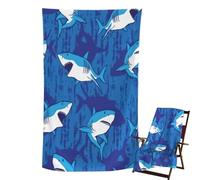 HonJiekomy Kids Microfiber Beach Towels | Sandproof Lightweight Large Shark Pattern Bath Cloth - Fast Drying Beach Towel - for Swim Pool, Gym, Sports, Yoga, Travel, Swimming, Vacation, Sand, Backpack,