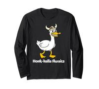 Honk-Halla Awaits Funny Goose Warrior Viking Long Sleeve T-Shirt