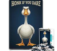Honk If You Dare - Angry Goose Funny Cartoon Jigsaw Puzzle, 1000 Piece | Weekend puzzle activity during family time for shared leisure.