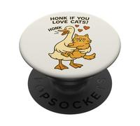 Honk If You Love Cats Funny Goose & Cat Lovers PopSockets Adhesive PopGrip