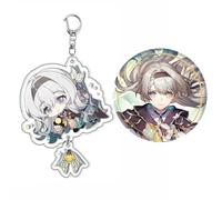 Honkai Stars Rail Keychain Badge 2pcs, Game Figure Fireflys Aventurines Cosplay Accessories Brooch Keyring, Honkai Stars Rail Cute Acryl Keyholder Metal Badge Pins Set (2)