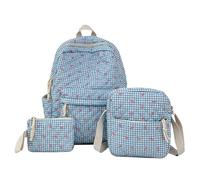 HONKERW rucksack 3pcs Bow Backpack Set Cotton Student Schoolbag Large Capacity Cute Bag Travel Office Back To School school bags(Blu,No doll)