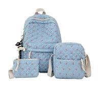 HONKERW rucksack 3pcs Bow Backpack Set Cotton Student Schoolbag Large Capacity Cute Bag Travel Office Back To School school bags(Blu,Bring a doll)