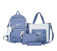 HONKERW rucksack Backpack 4pcs set School Teens School Book Bags with shoulder pencil messenger bag school bags(Nero)