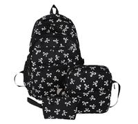 HONKERW rucksack Bowknot Backpack 3-Piece Set with Lunch Bag Pencil Case Travel Laptop Daypack school bags(Nero)