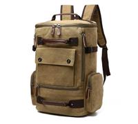 HONKERW rucksack Large Capacity Canvas Backpack Computer Bag Waterproof with Multiple Pockets for Travel Laptop Bag school bags(Khaki)
