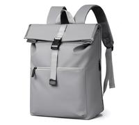 HONKERW rucksack Roll-top Waterproof Backpack for Men and Women Large Laptop Backpack with Computer 15.6 Inch school bags(Light gray)