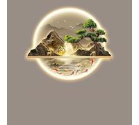 HONKERW wall art 3D Wall Art Decor Wall Sculptures Wall Hanging Art With Led Light Wall Art Decorations Lamp Oriental Decor artwork(Color2,H:100CM)