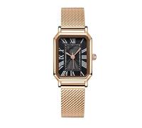HONKERW Watches Classic Square Plate Quartz Watch Ladies Watch with Woven Mesh Strap Roman Numerals Luxury Digital(Nero)