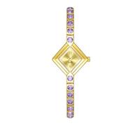 HONKERW Watches Exquisite Quartz Watch Light Luxury Bracelet Color Diamond Casual Square dial is a Fashionable Gift for Women Digital(Gold Purple)