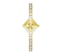 HONKERW Watches Exquisite Quartz Watch Light Luxury Bracelet Color Diamond Casual Square dial is a Fashionable Gift for Women Digital(Gold White Gold Flour)