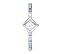 HONKERW Watches Exquisite Quartz Watch Light Luxury Bracelet Color Diamond Casual Square dial is a Fashionable Gift for Women Digital(Silver Blue White Flour)