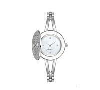 HONKERW Watches Flip Full Diamond Watch Quartz Watch Floral Decorated Case Removable Strap Watch is a Wonderful Gift Gold/Silver Digital(Silver)