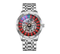 HONKERW Watches Fully Automatic Mechanical Watch Swinging Rotating Dial Stainless Steel Hollow Waterproof Watch Suitable for Men as A Gift Digital(Wei,Steel Belt)