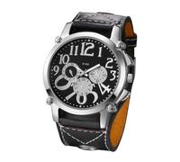 HONKERW Watches Mens Watche Steampunk Quartz Leather Watch Round Large Dial Wristwatch Wide Cuff, Excellent Gift for Birthday Festival Digital(Nero)