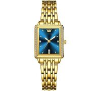 HONKERW Watches Square Gold Quartz Watches Waterproof Women's Watches Small Dial Thin Formal Casual Watches Digital(Blu)