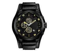 HONKERW Watches Waterproof Business Quartz Watch Multi-Function Sports Watch Wide Leather Waterproof Watch Suitable for Men as A Gift Digital(Black with Yellow)