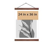 Magnetic Poster Hanger Frame 24 Inch Wide, Walnut, Strong Magnet, Premium Wood and Quick Assembly, Wall Hanging Wooden Frame for Posters, Scroll, Picture, Print, 24x36 24x30 24x32