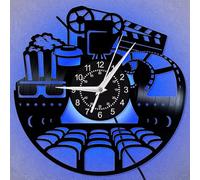 HONKKTHY Film Camera Wall Clock - Movie Theater Vinyl Art, Cinematic Decor Silent Clock, Unique Director/Photographer Gift, 12" Round Studio, Living Room Cinema Decor (A-with LED)