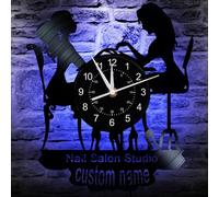 HONKKTHY Nail Salon Vinyl Wall Clock - Custom Manicure Decor with Silent Movement, Unique Gift for Nail Technicians, Spa Room & Beauty Studio Wall Art NailArtistry Designs (A1, with LED)