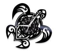 HONKKTHY Sea Turtle Wall Clock Vinyl Art - Ocean Themed Silent Non-Ticking Décor, Unique Beach House Gift for Turtle Lovers, 12" Round Bathroom/Bedroom Coastal Wall Decor (B-Without LED)