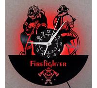 HONKKTHY Unique Firefighter Themed Vinyl Wall Clock | Firefighters Exclusive Decoration for Living Room Fire Department Clock Perfect for Living Room Decor & Gifts for Birthdays, New Year (with LED)