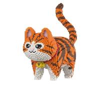 HONLANCH Animal Orange Striped Bell Cat Micro Building Blocks Set（8000PCS） Gift for Adult and Kid