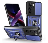 HONLEN Case Suitable for Realme C71 / Realme P3 Lite (6.67" Inches), PC Armor Ring Stand case with Magnetic Base - Blue