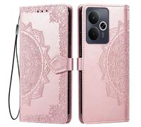 HONLEN Cover for Realme 14 5G / Realme 14T 5G (6.67" Inches) Premium PU Leather Wallet Flip Magnetic Closure Case, Mandala Embossed Design with 3 Card Slot, Stand Case Rose Gold