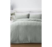 'Honley Seersucker' Textured Duvet Cover Set Serene Duck Egg Blue Single