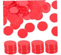HONMEET 100pcs Solid Color Bingo Chips Game Counting Props Red Markers for Bingo Hall Math Learning and Reward Tokens for Adults