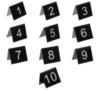 HONMEET 10pcs Acrylic Evidence Markers Number Cards for Crime Scene Investigation, Triangle Table Number Signs 5.5x6.3cm Black Background White Digits 1-10 for Detective Games and Forensic