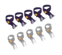 HONMEET 10pcs Adjustable Mini Scarf for Dolls and Mini Houses Replaceable Lovely Yarn Knit Accessories in Navy and Grey Versatile DIY Decoration for Candy Jars Wine Bottles and Small Items