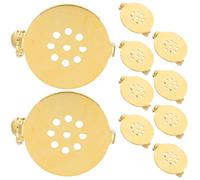 HONMEET 10pcs Copper round Safety Brooch Base Pin Backs, 9-hole Safety Clasp Brooch Making Base, Yellow, for Badge Corsage Making and Special Events