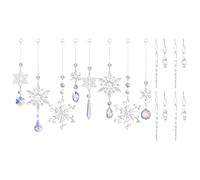 HONMEET 10pcs Crystal Snowflake Hanging Ornament Hanging Decor Silver Crystal Lightweight for Window, Garden, Room, Christmas Tree, Party