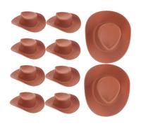HONMEET 10pcs Mini Plastic Cowboy Hats Lightweight Western Doll Accessories for Cake Decoration and Dollhouse Crafts Tiny Miniature Hats for Party and Pretend Play