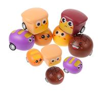 HONMEET 10pcs Pull Back Cars Cartoon Bread Shape Friction Powered Model Vehicles Fun for Boys and Smooth Rounded Surface Color and Shape Learning Playset
