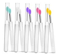 HONMEET 10Pcs Silicone Lip Applicator Reusable Lip Brush with Lids for Lipstick Lip Gloss and Eye Shadow Portable Multi Use Makeup Tool