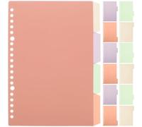 HONMEET 12 Sets A5 Notebook Plastic Binder Dividers with 4 Brown Pp Index Tabs, Creative Design for Quickly Finding Classified Content, Suitable for Notebooks and Files,