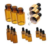 HONMEET 12pcs Brown Glass Dropper Bottles Essential Oil Bottle Leakproof Small Empty for Travel Reusable Oil