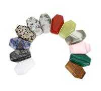 HONMEET 12pcs Coffin Shaped Natural Crystal Stones Bulk DIY Jewelry Making Materials Healing Therapy Gems for Home Decor and Craft Projects